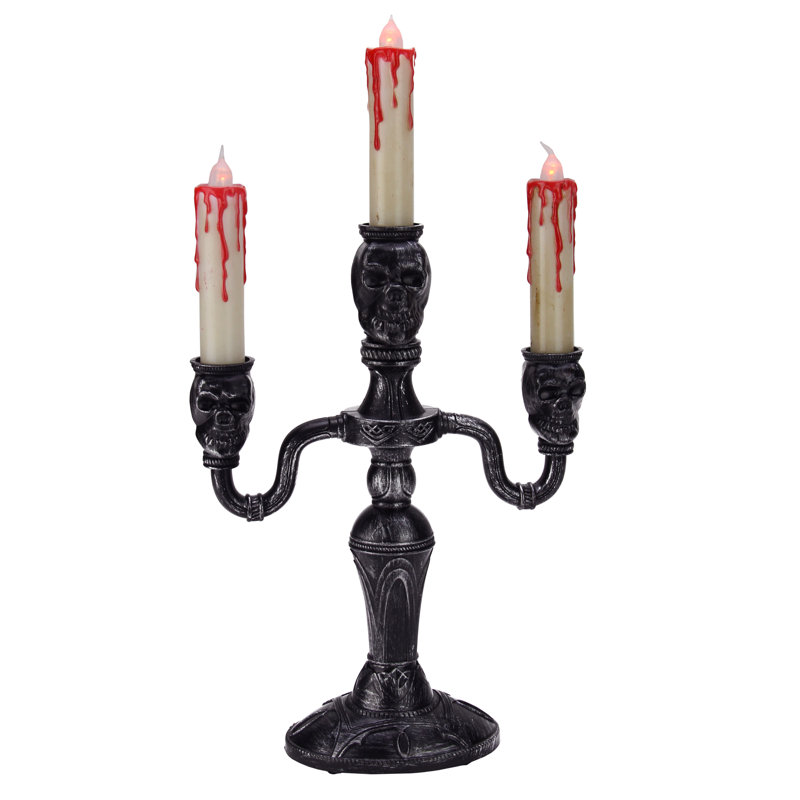 Candélabre d'Halloween 13,75 po à 3 niveaux avec lumière scintillante à 3 niveaux