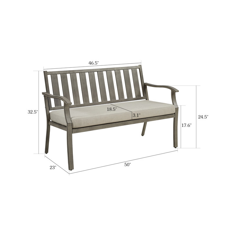 Banc de patio en aluminium Azur avec coussin Sunbrella