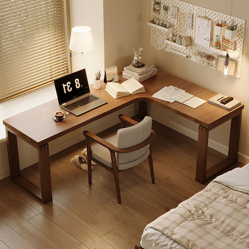 Bureau rectangulaire en bois massif brun noisette, H 29,53 po x l 78,74 po x P 55,12 po, Retour à droite