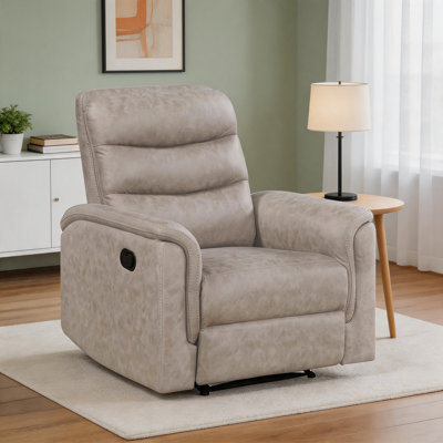 Ardyn 35" Modern & Contemporary Polished Microfiber Manual Reclining Chair with Pocket Coil Comfort and Metal Reinforced Seat