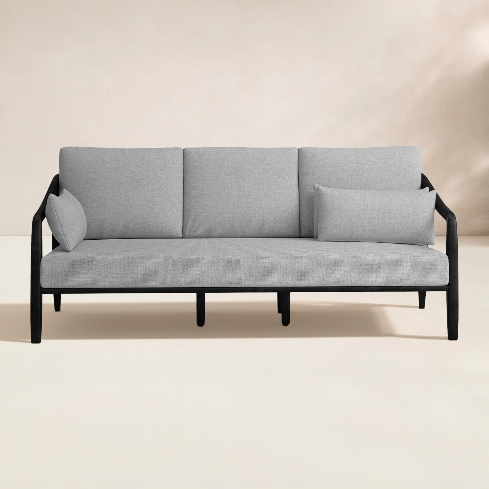 Aria 77" Teak Patio Sofa, Black