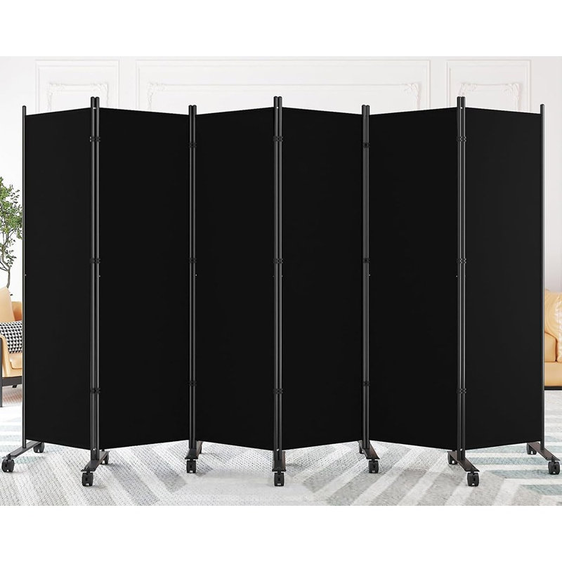 Black Rolling Room Divider Privacy Screen for Home and Office