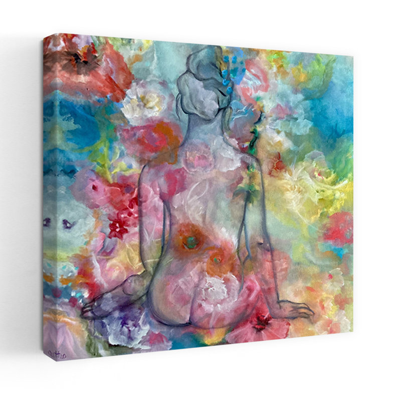 Art floral contemporain abstrait floral, H 36 po x l 36 po