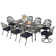 Meetwarm 9-Piece Outdoor Patio Dining Set, All Weather Cast Aluminum Patio Funiture Table And Chairs Set- 94.5" Rectangular Table And 2 Swivel Rocker Chairs, 6 Stationary, Umbrella Hole