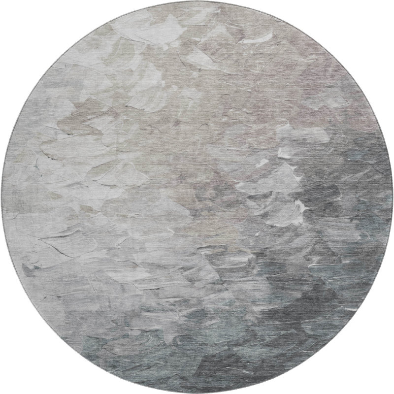 Premium Machine Washable Slesnick AMF1674 Abstract Rug, Round 8'