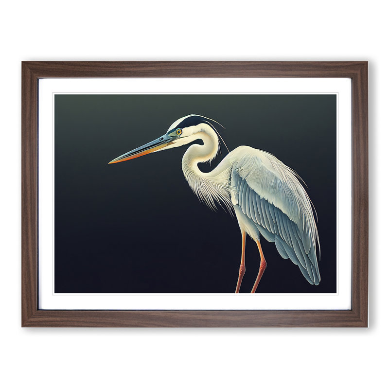 Select Heron Bird - Framed Print, 46cm H x 64cm W x 2cm D, Walnut 