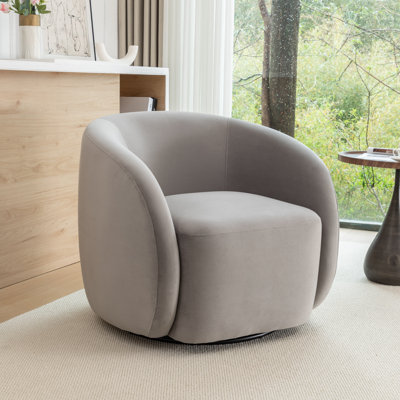 Arrun Velvet Swivel Barrel Chair