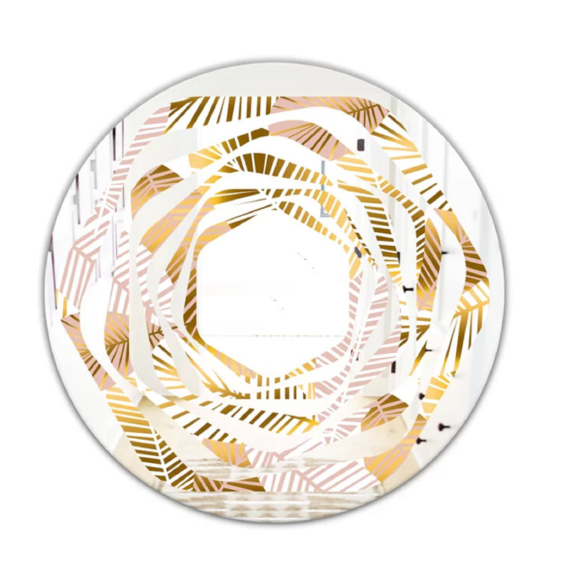 Miroir mural Whirl Coastal, 31,5 po x 31,5 po, Feuilles de palmier II