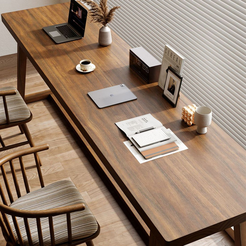 Bureau d'écriture rectangulaire en bois massif noyer, H 29,53 po x l 62,99 po x P 23,62 po