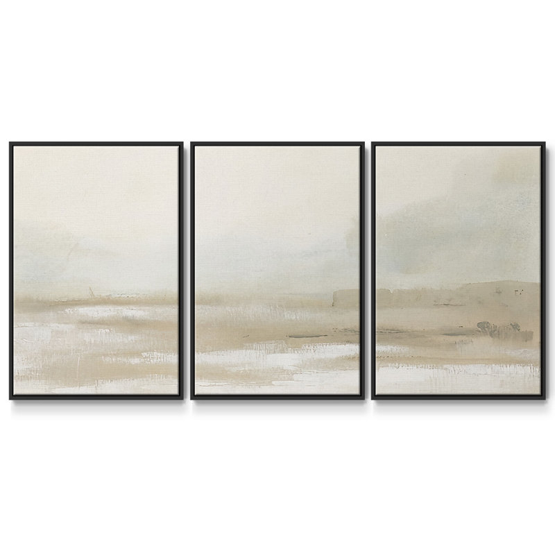 Neutral Mist Mesa I - Multi Piece Framed Canvas, 40" H x 78" W x 2" D, Black 