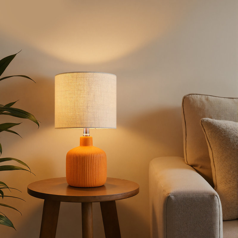 17.5" Ceramic Table Lamp, Painted Orange