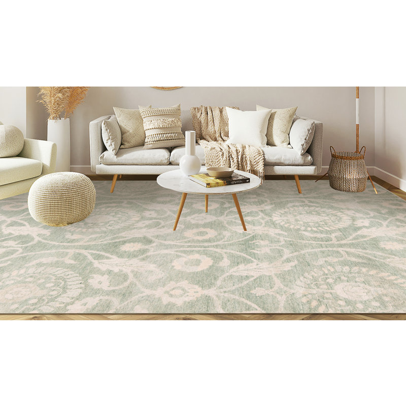 Rayon Floral Area Rug, Rectangle 9'2" x 12'3"