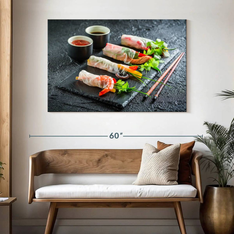 Rouleaux de printemps aux fruits de mer, H 32 po x l 48 po