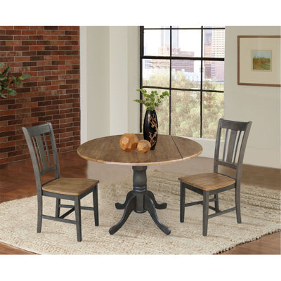 Khodor 3 Piece Drop Leaf Solid Wood Dining Set by Loon Peak