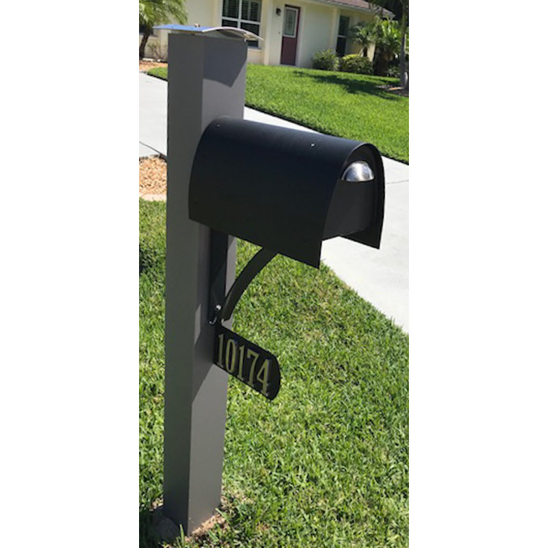 Matte Black Stainless Steel Post Mounted Mailbox