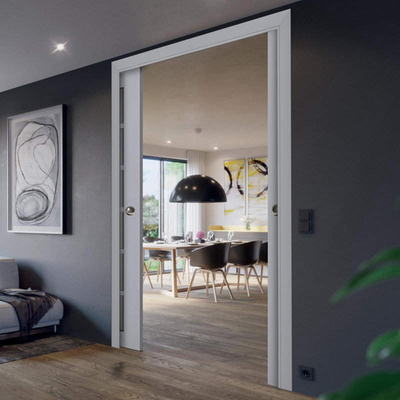 Portes de placard Veregio, 72 po x 84 po, Gris