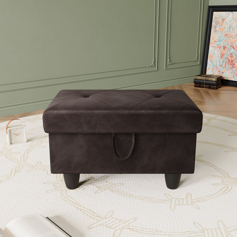 Julionna 28.5" Wide Flannel Upholstered Storage Ottoman