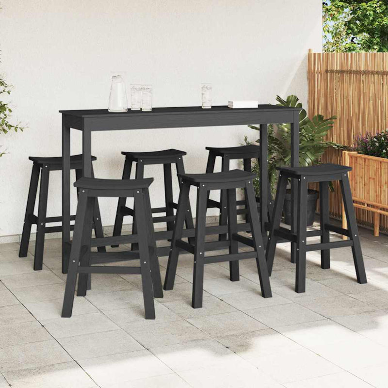 Vidaxl Garden Bar Set 6 Pcs HDPE, Black