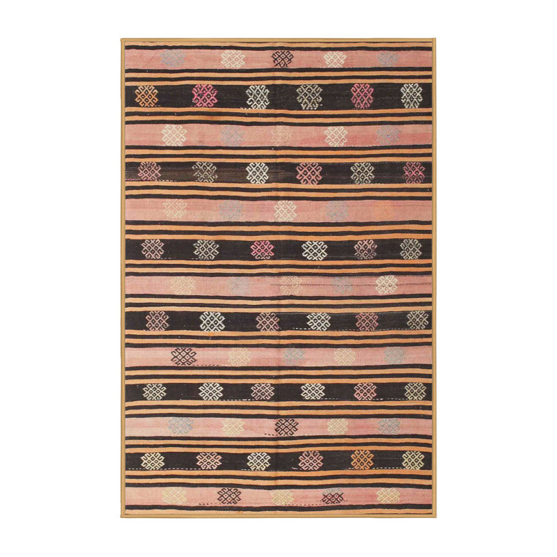 Tapis brun/gris/crème contemporaine, Rectangle 5 pi x 7 pi