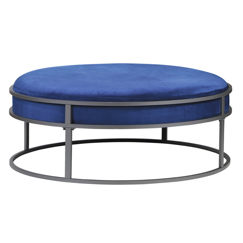 Aprameya Upholstered Ottoman, Royal Blue Polyester