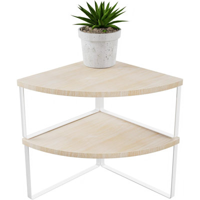 Corner Shelf Countertop Organizer - Set Of 2 Corner Shelves For Kitchen Cabinet Organizer, Spice Rack, Stackable Bathroom Stand And Storage, Sink Rack, Corner Cabinet, Counter Decor, Natural Beige