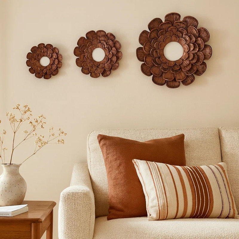 Ensemble de 3 miroirs à fleurs