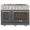 Kucht Professional 48 po 6,7 pieds cubes Pi. Cuisinière avec brûleurs scellés, plaque chauffante et deux fours - une convection - en acier inoxydable avec boutons argentés classiques