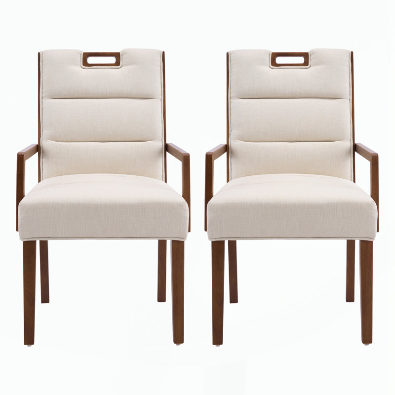 Chaises de salle à manger rembourrées avec accoudoirs, Noyer