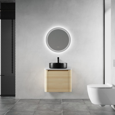 Meuble-lavabo mural 24 po avec lavabo d'art en céramique et porte à fermeture en douceur, emballage KD, contreplaqué