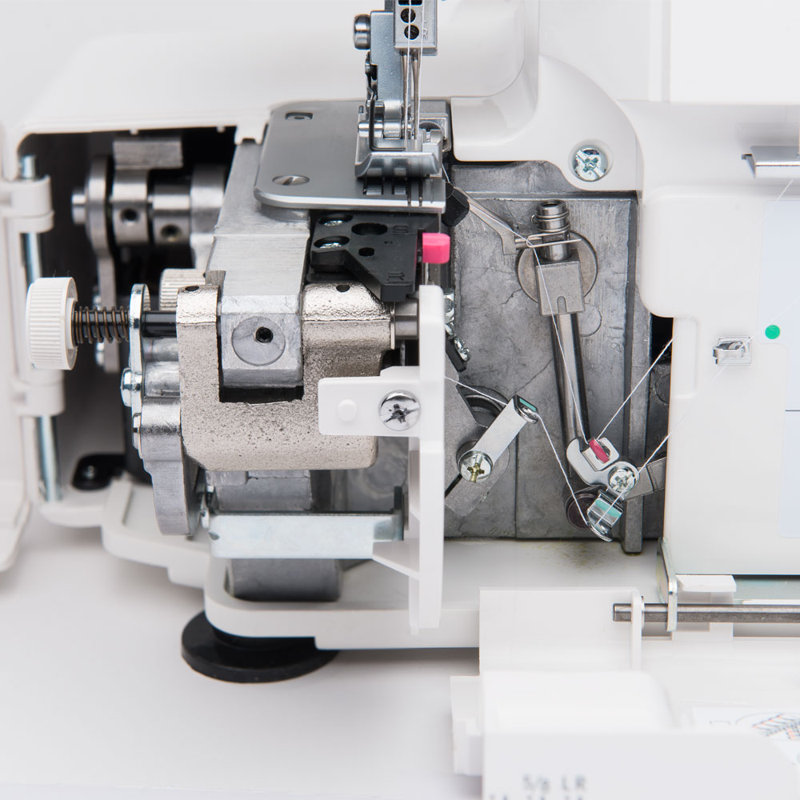 Compact White and Gray Portable Serger Machine