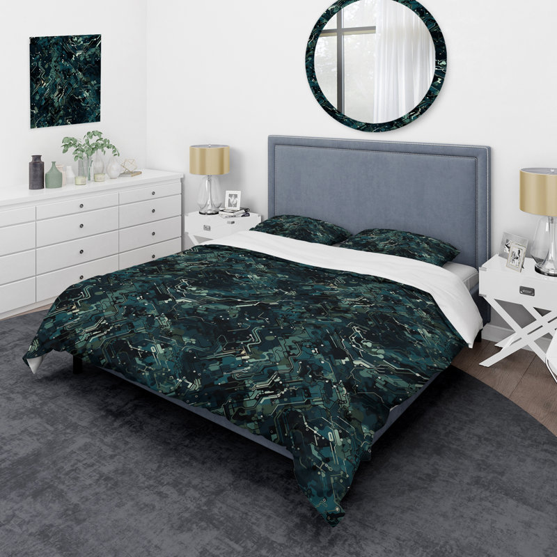 Cyber Camo Nexus - Ensemble de housse de couette abstrait - Microfibre de polyester