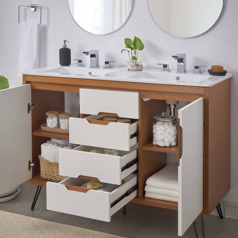 Meuble-lavabo double 48 po Modway Energize, Blanc