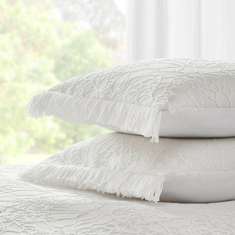 3PCS Bedspread Set, White, Queen Bedspread  + 2 Shams
