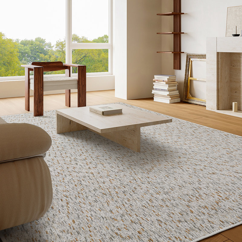Non-slip Chenille Area Rug, Rectangle 7'12" x 9'10", Beige