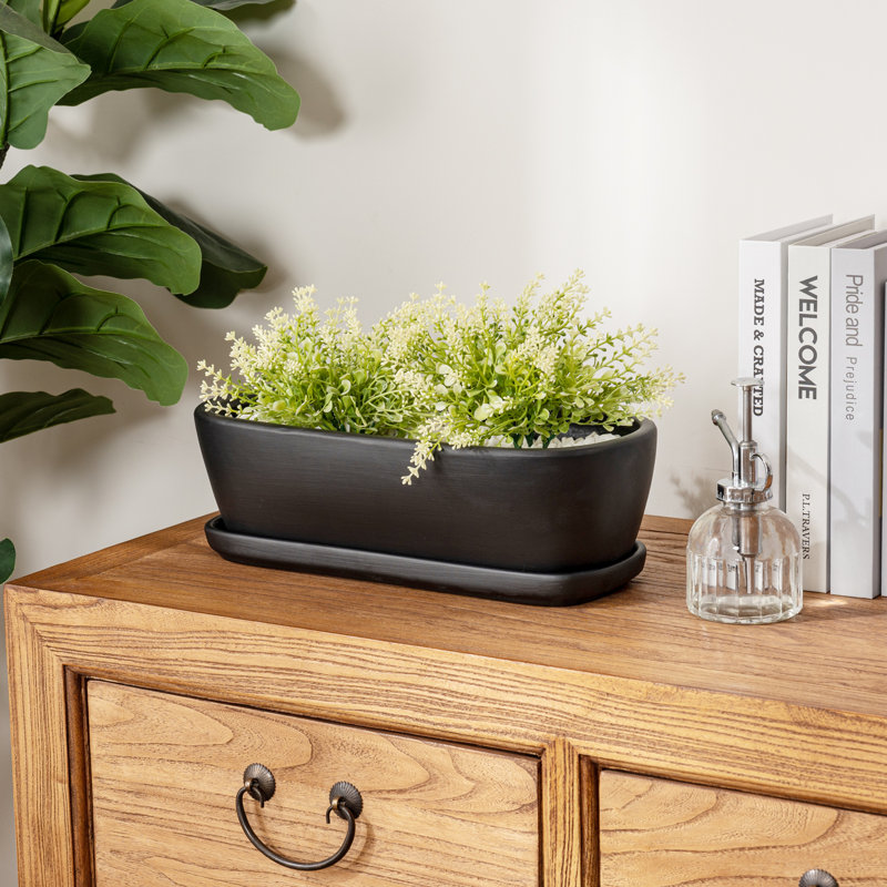 Black Ceramic Flower Pot Planter
