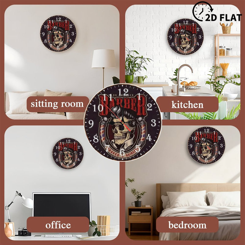 Horloge murale en bois 10 po, mouvement silencieux, à piles (piles AA non incluses), décor artistique, parfait pour les décorations