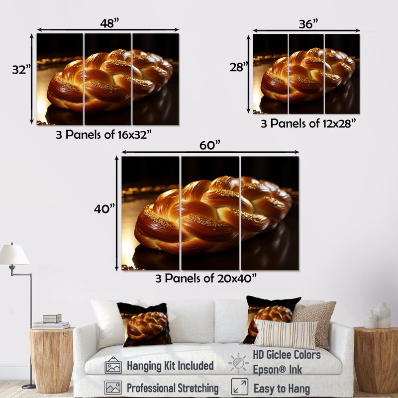Judaïsme challah doré - ensemble de décorations murales, H 28 po x l 36 po
