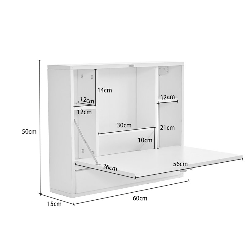 Miryah 60Cm W Rectangular Floating Desk, Grey