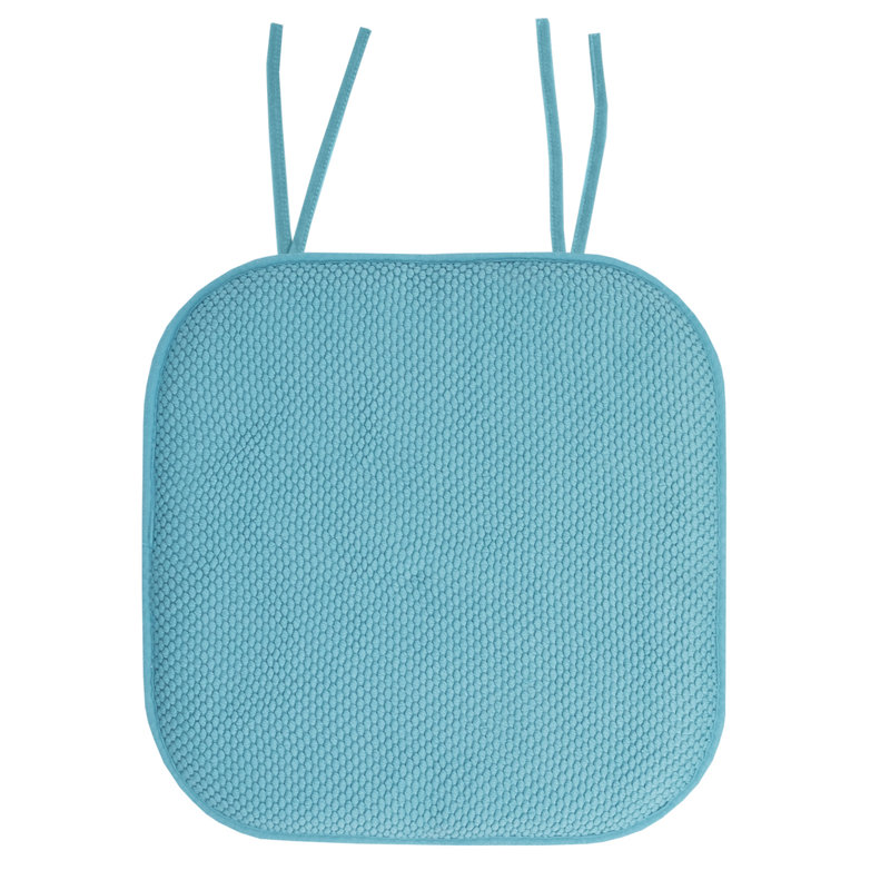 Honeycomb Memory Foam Non-Slip 16" x 16" Chair Cushion Pad with Ties, Teal, 2