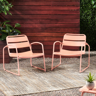 Chaise en corail avec structure, l 26,3 po x P 24,37 po, H 25,64 po, chaise en métal et fer