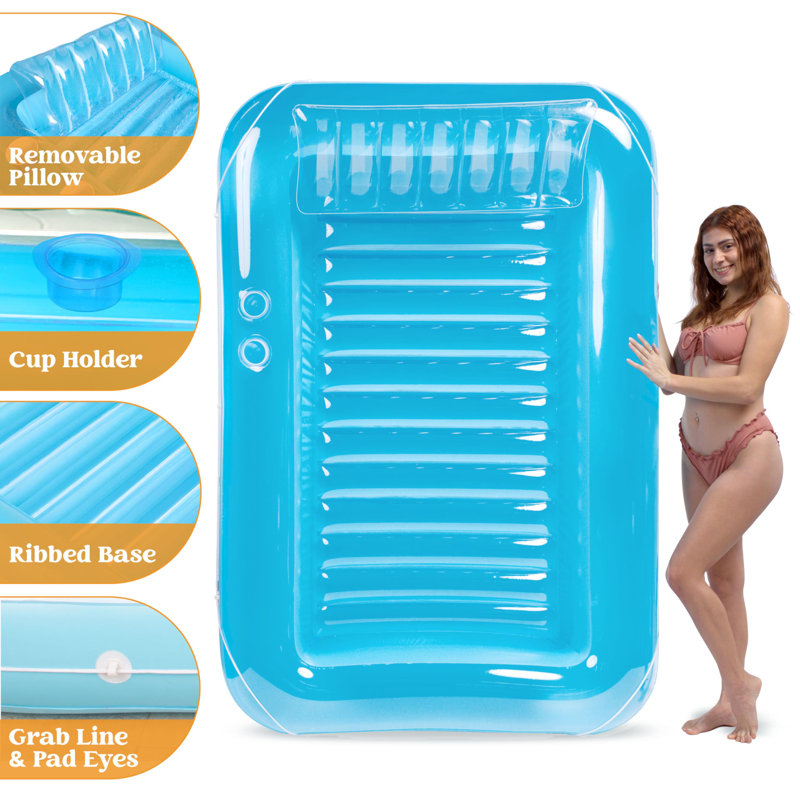 70" x 46" Pool Floats Adult with Pillow, 4 in 1 Suntan Tub Raft Floatie