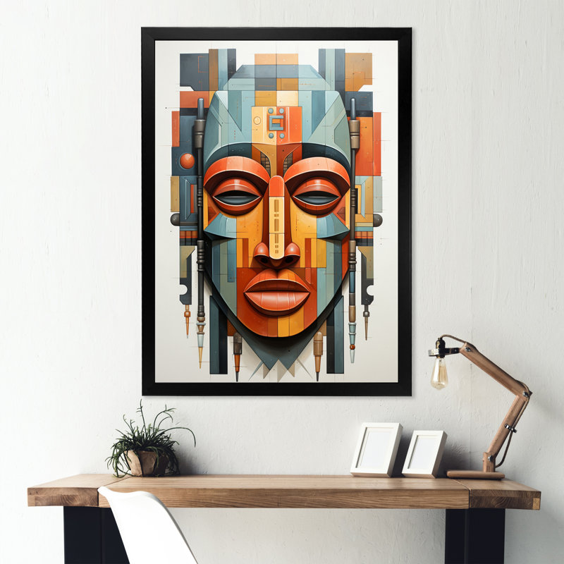Fadhil, masque tribal africain Kente I, reproduction d'art sur toile, H 20 po x l 12 po x P 1 po, Cadre noir