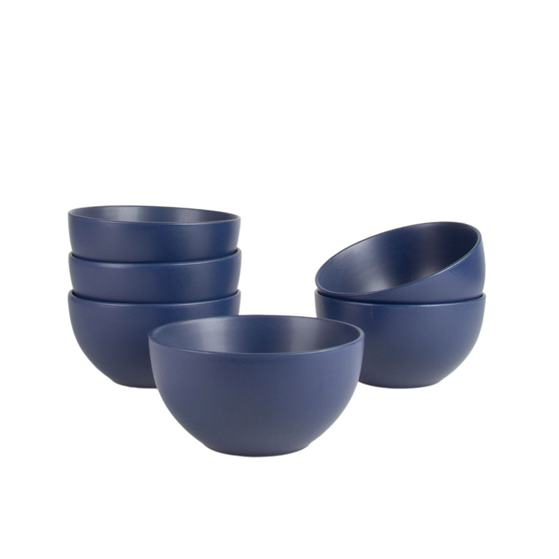 Midnight Blue Ceramic 16 oz. Round Cereal Bowls, Set of 6