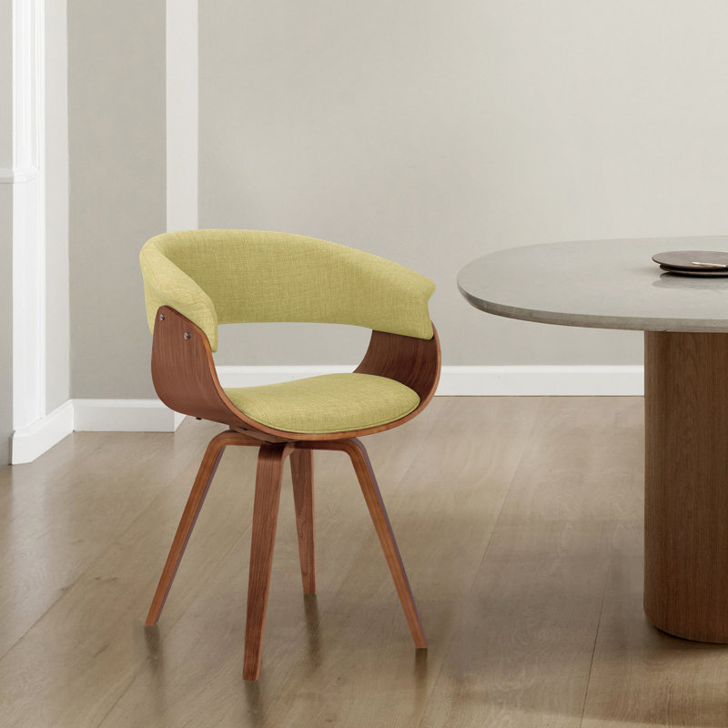 Chaise de salle à manger rembourrée de style Mid-Century Krystyna, Vert, Noyer