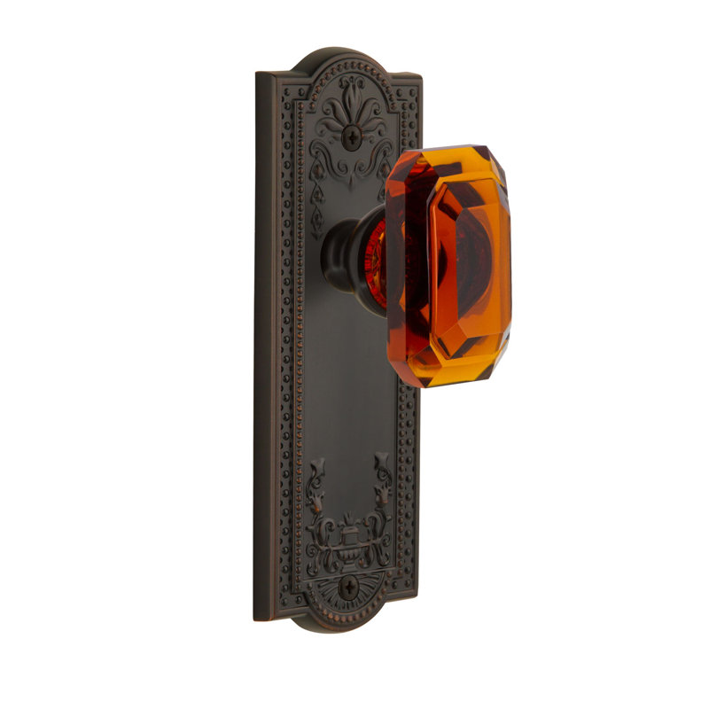 Grandeur Parthenon Plate Passage with Baguette Crystal Door Knob, 2 3/4", Timeless Bronze