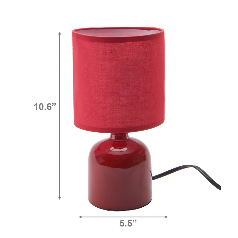 Lampe de table en céramique avec abat-jour dôme rouge, Rouge, Red