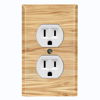 Metal Light Switch Plate Cover; US Standard Size 1 Gang Duplex - Printed Image of Modern Wood Pattern
