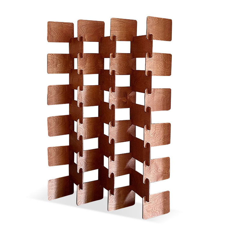 Paravent 7 panneaux en bois massif noyer, Noyer