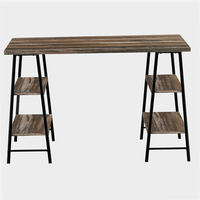 Computer Desk, Home Office, Laptop, Storage Shelves, 48"l, Work, Brown Laminate, Black Metal, Contemporary, Modern