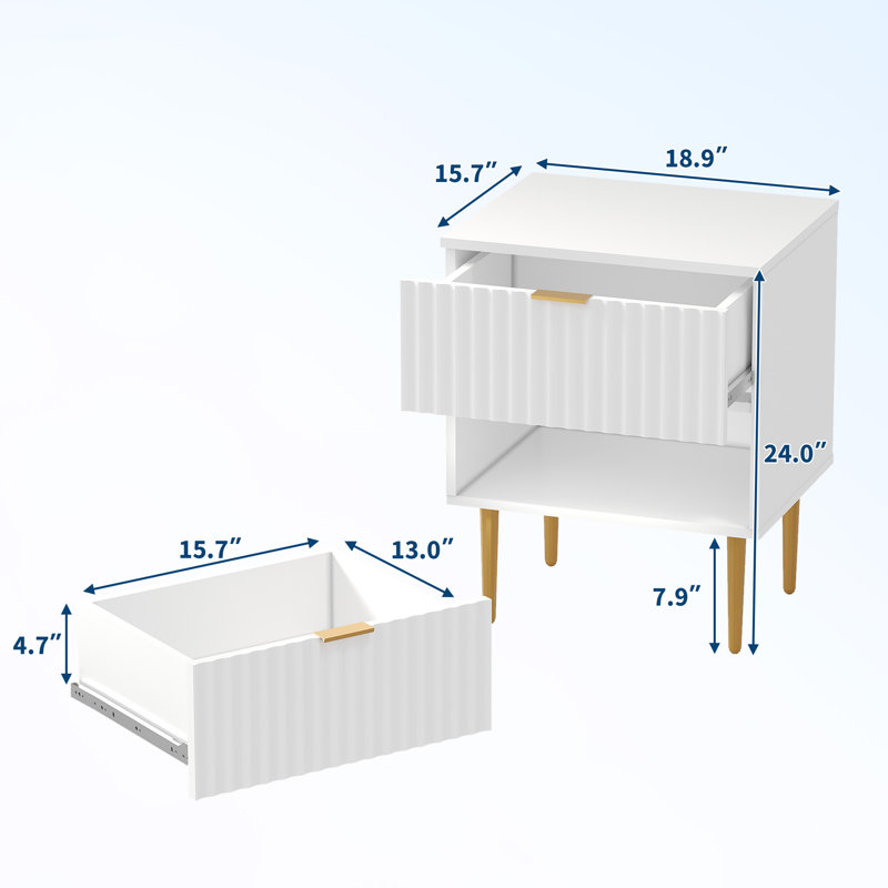 48.01 cm W Bedside Table